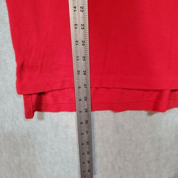 Polo Ralph Lauren Shirt Mens Medium Red Stretch Custom Fit High Low Slit - Picture 4 of 7